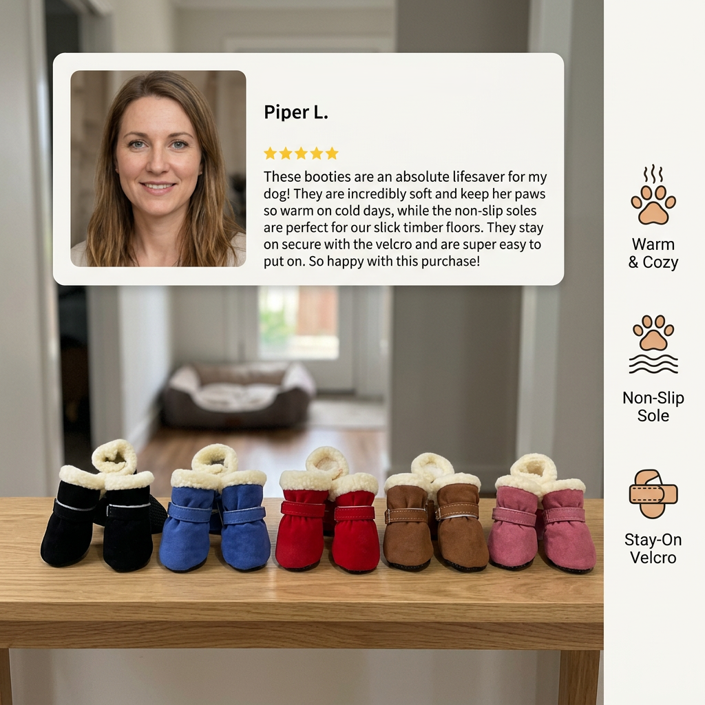Soft Velvet Puppy Booties – Warm Non-Slip Paw Covers