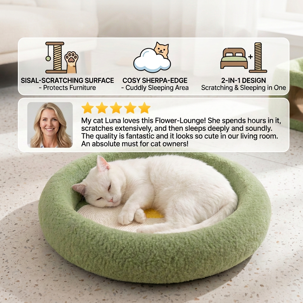 Flower Cat Scratcher Bed – Cozy 2-in-1 Scratching Lounge