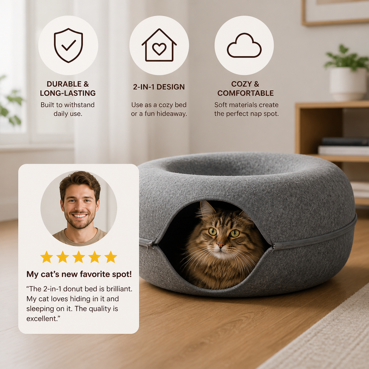 2-in-1 Donut Cat Bed