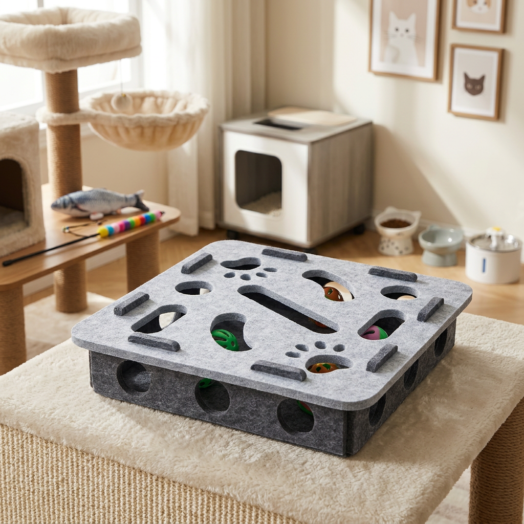 Interactive Cat Puzzle Felt Box Toy