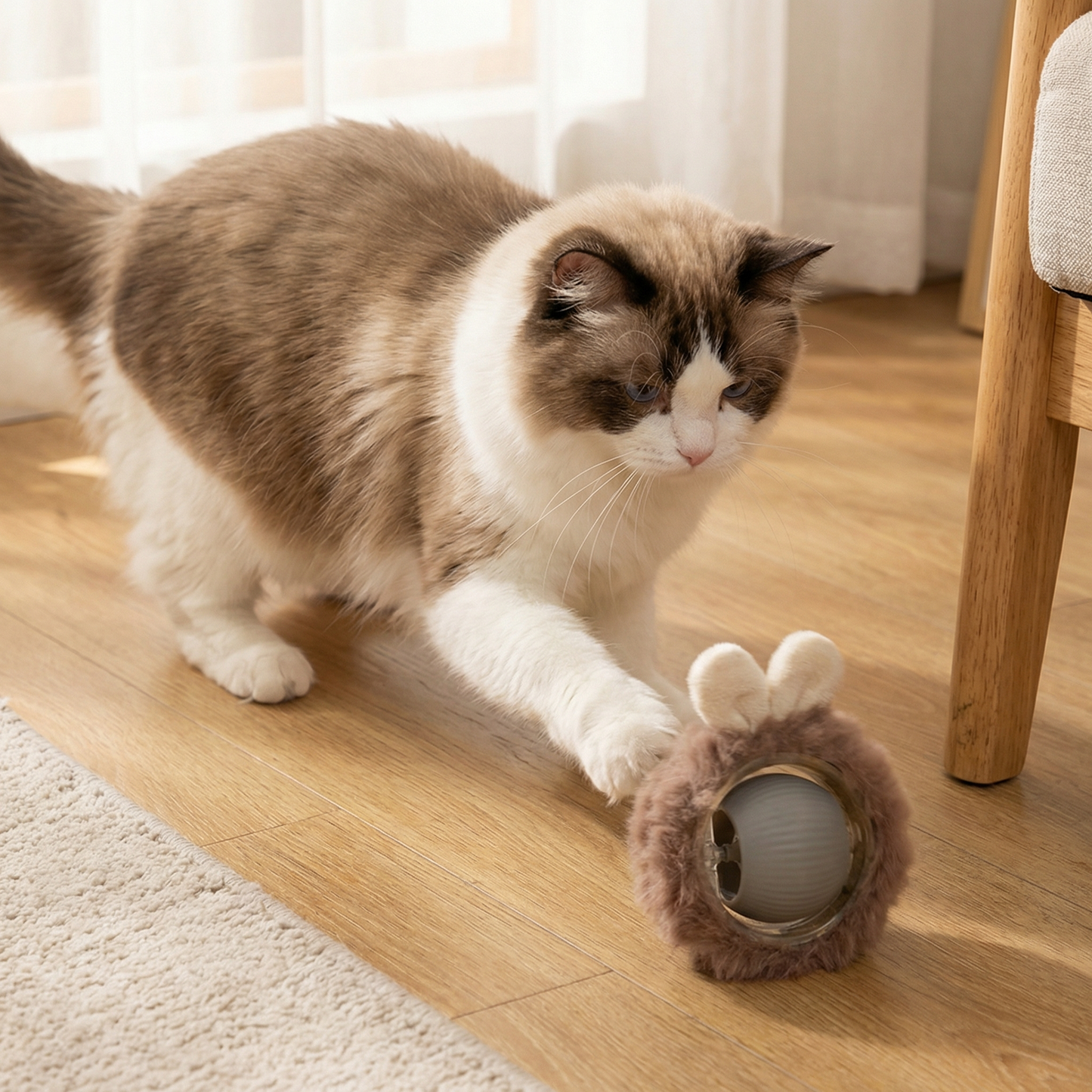 Active Rolling Ball with Fur for Cats