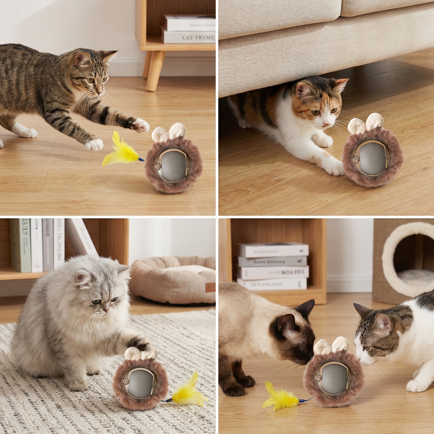 Active Rolling Ball with Fur for Cats