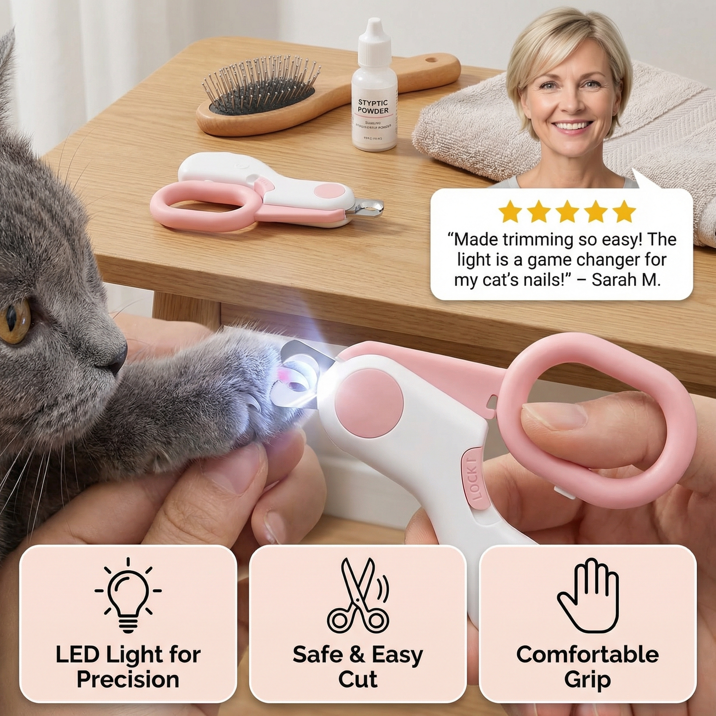 Professional Nail Clipper for Pets with Integrated Light