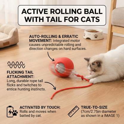 Active Rolling Ball with Tail for Cats