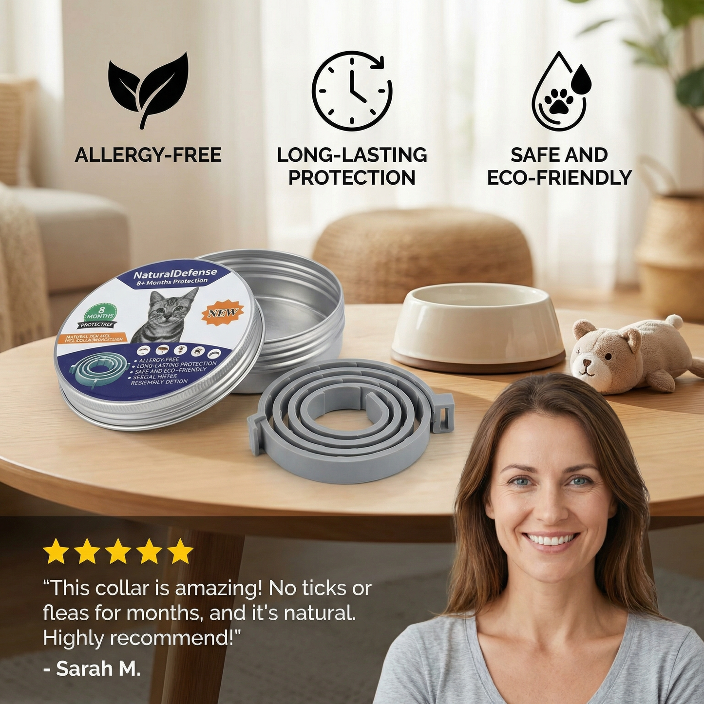 NaturalDefense - 8+ Months Protection against Ticks & Fleas