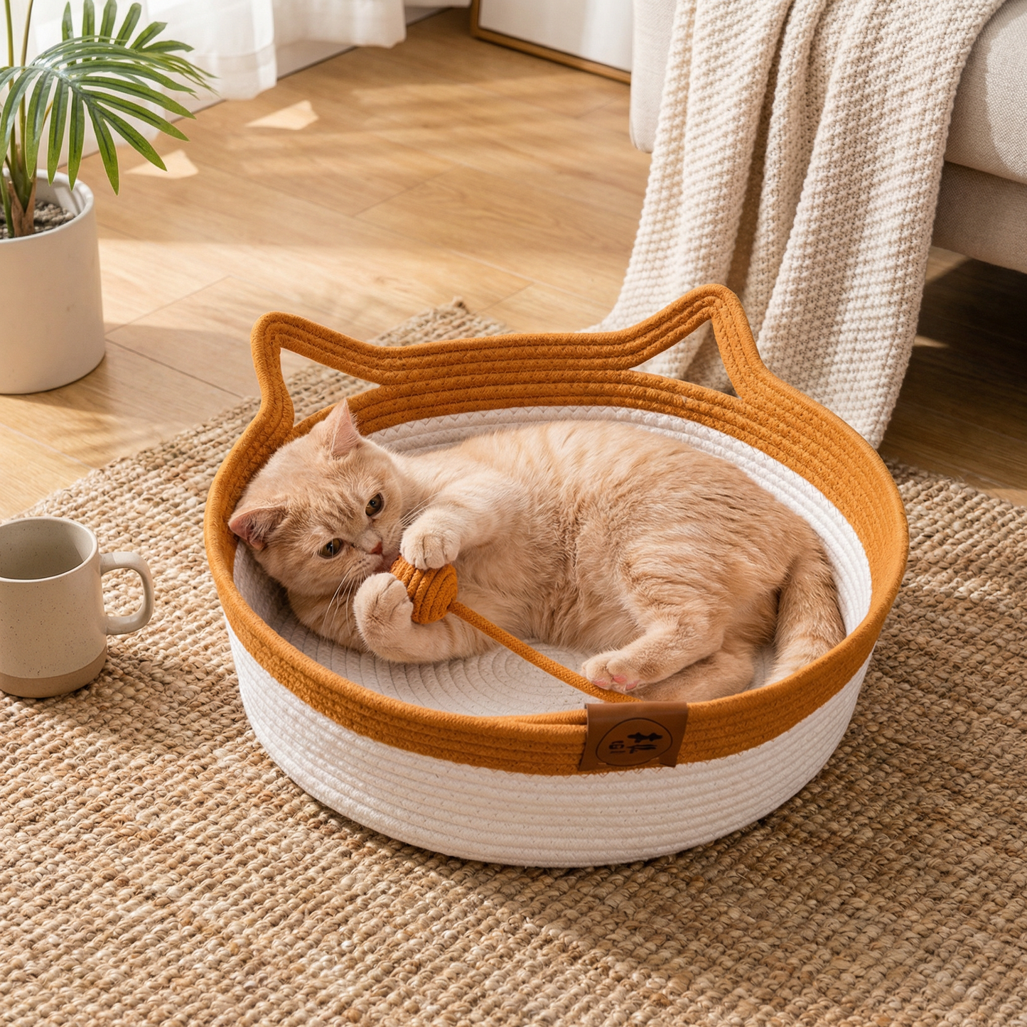 Hand-woven Cotton Rope Cat Bed