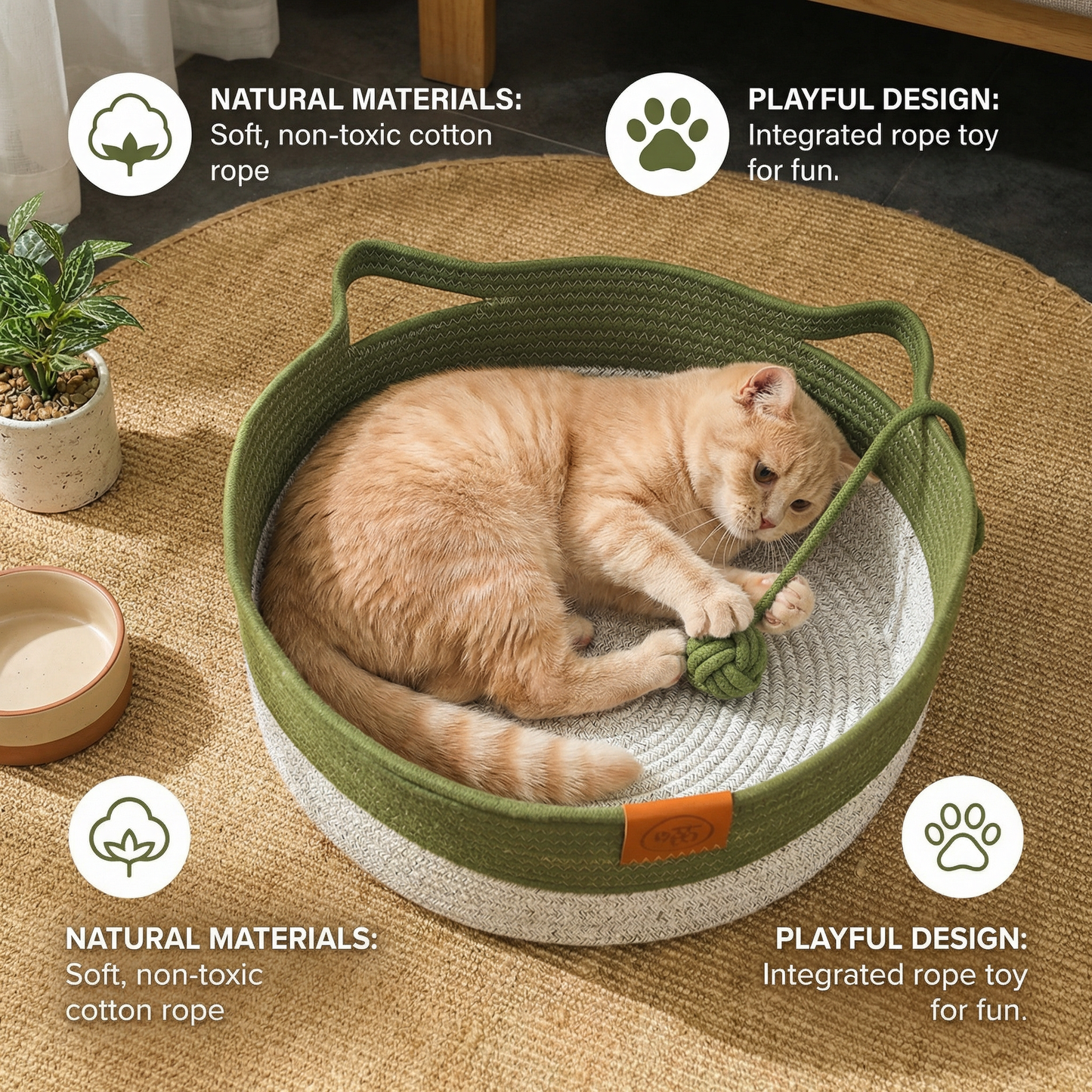 Hand-woven Cotton Rope Cat Bed