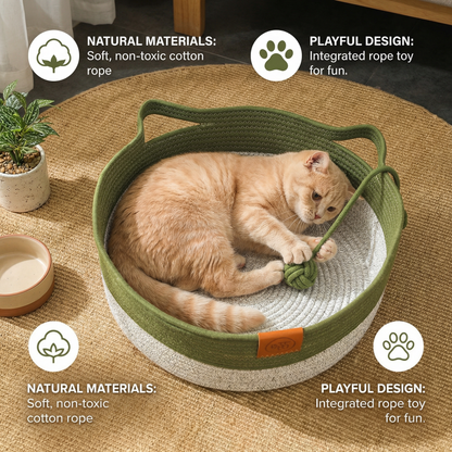 Hand-woven Cotton Rope Cat Bed