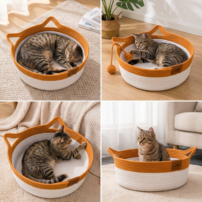 Hand-woven Cotton Rope Cat Bed
