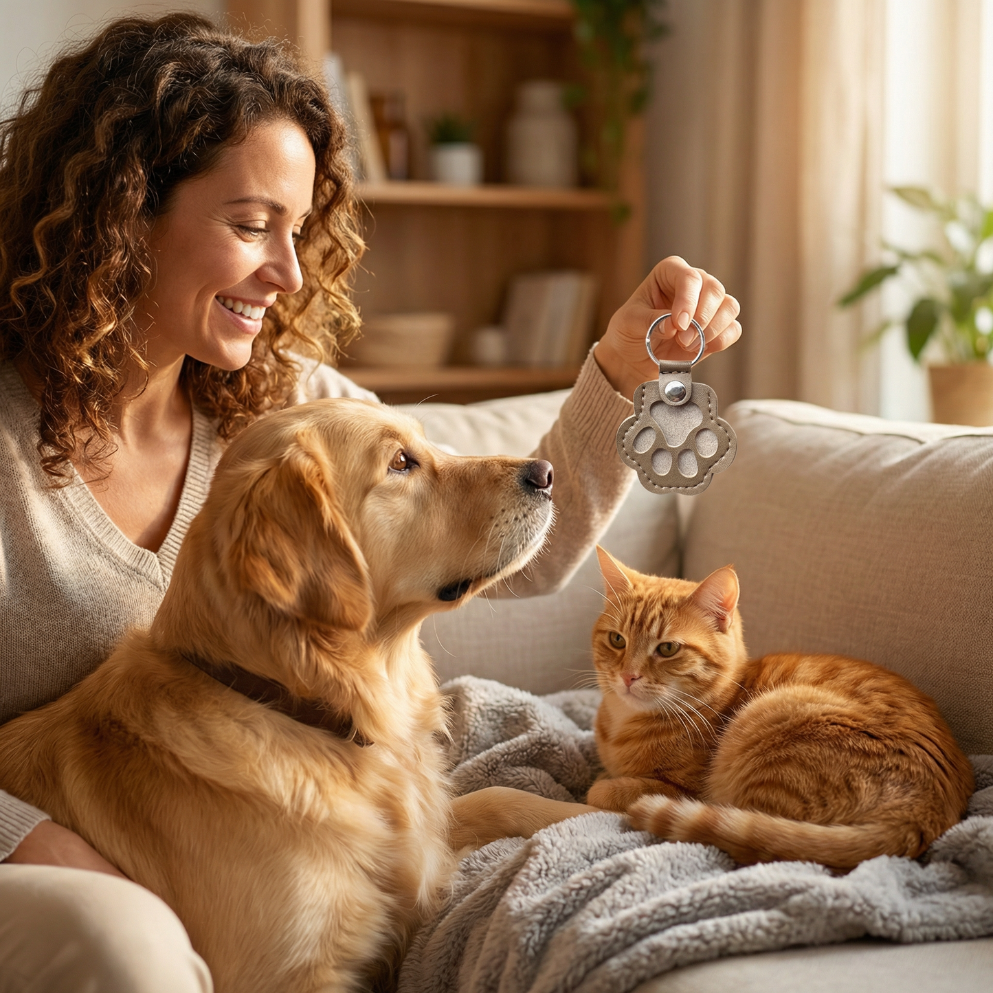 Leather Memorial Pet Hair Storage Keychain