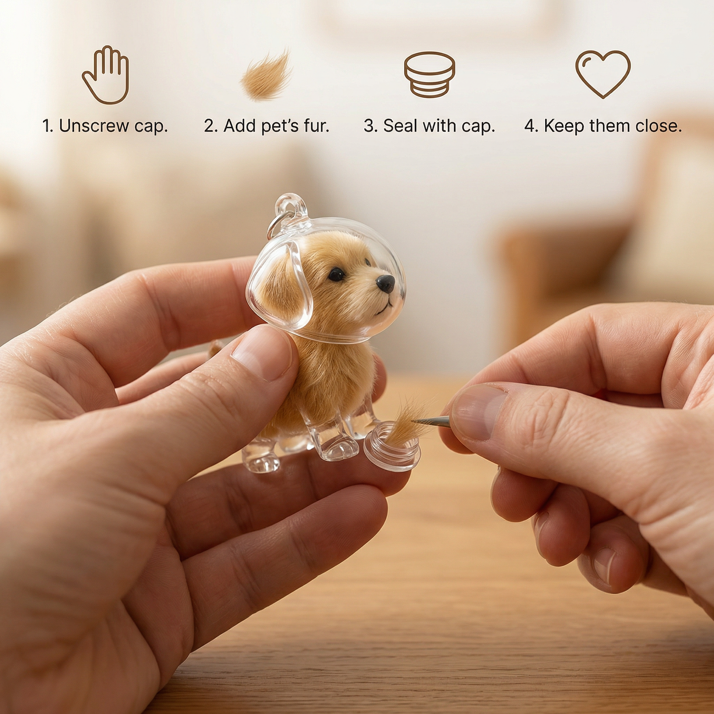 Memorial fur pendant in dog shape