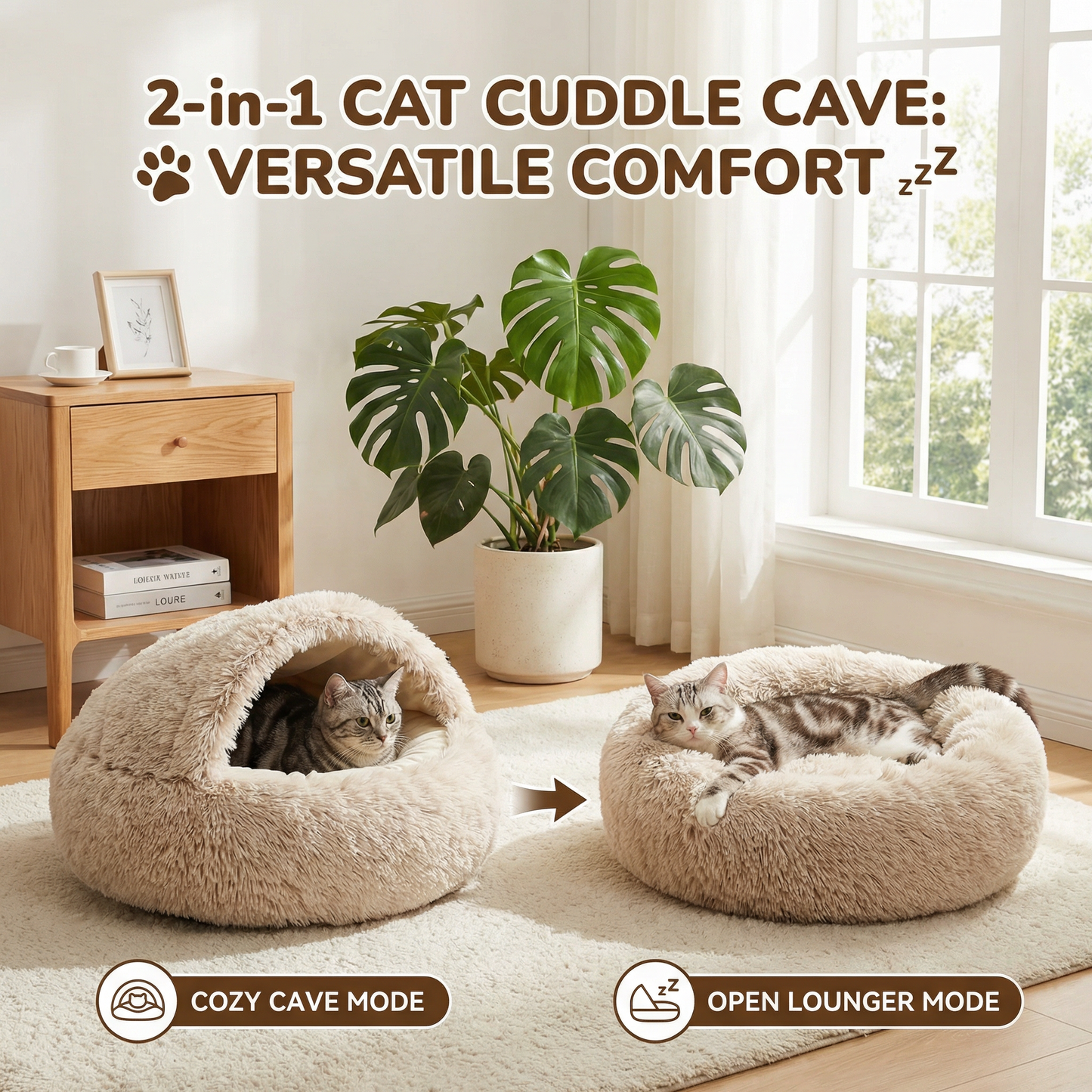 2-in-1 Cat Cuddle Cave