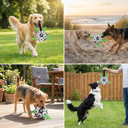 Robust dog toy ball with pull handles