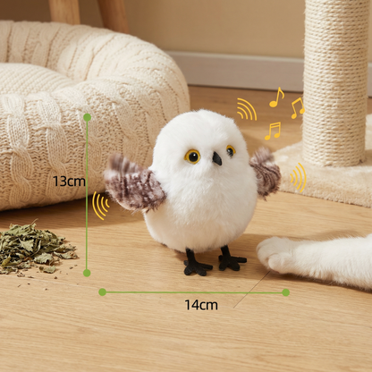 Fluttering and chirping bird cat toy