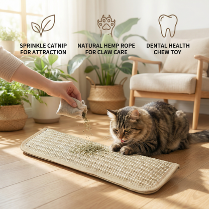Natural catnip toy Scratching pad made from hemp rope for claw and dental care
