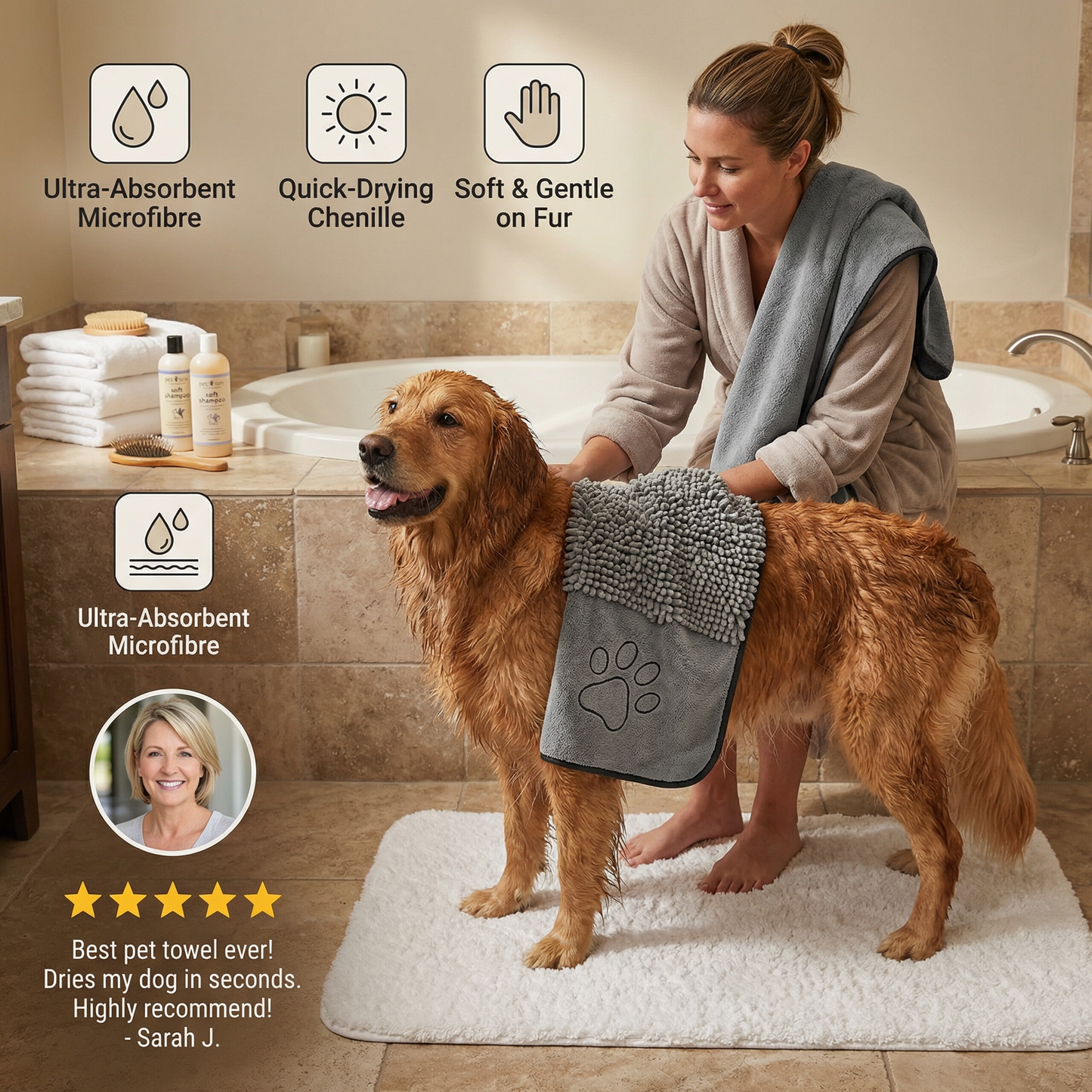 Ultra-Absorbent and Drying Microfibre Pet Towel