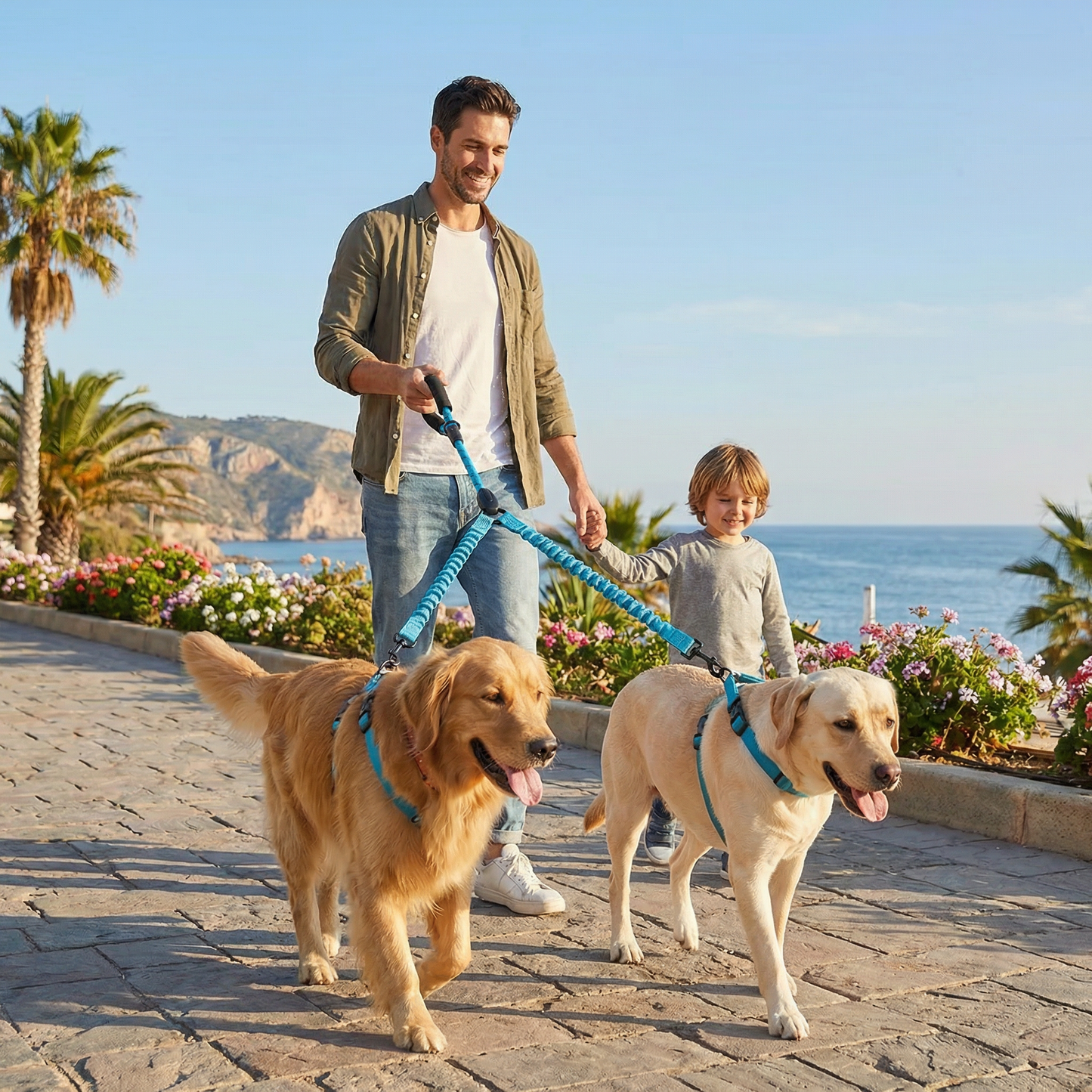 2-in-1 Double Dog Leash with 360° Swivel – Tangle-Free & Shock-Absorbing