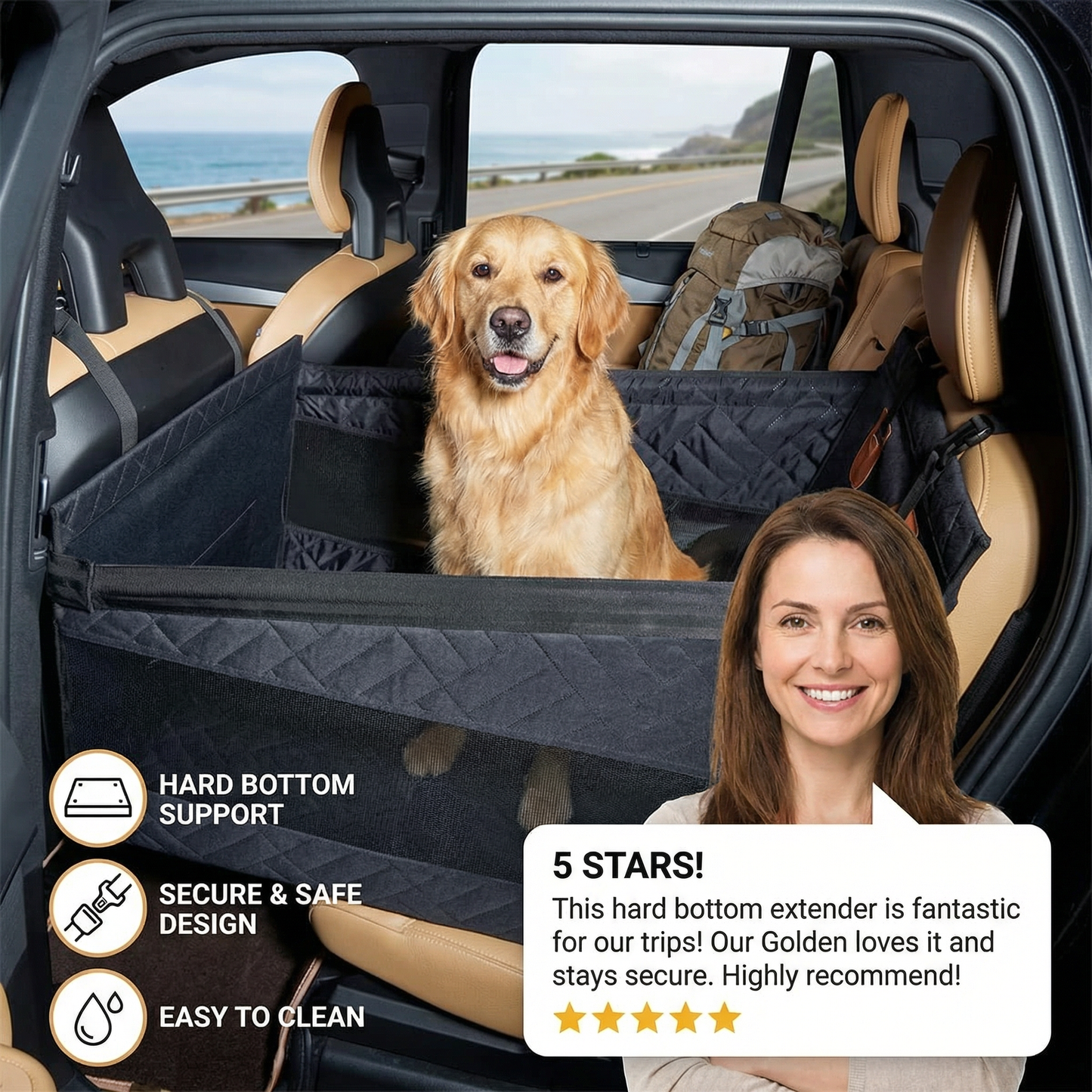 Hard Bottom Single Car Seat Extender for Dogs