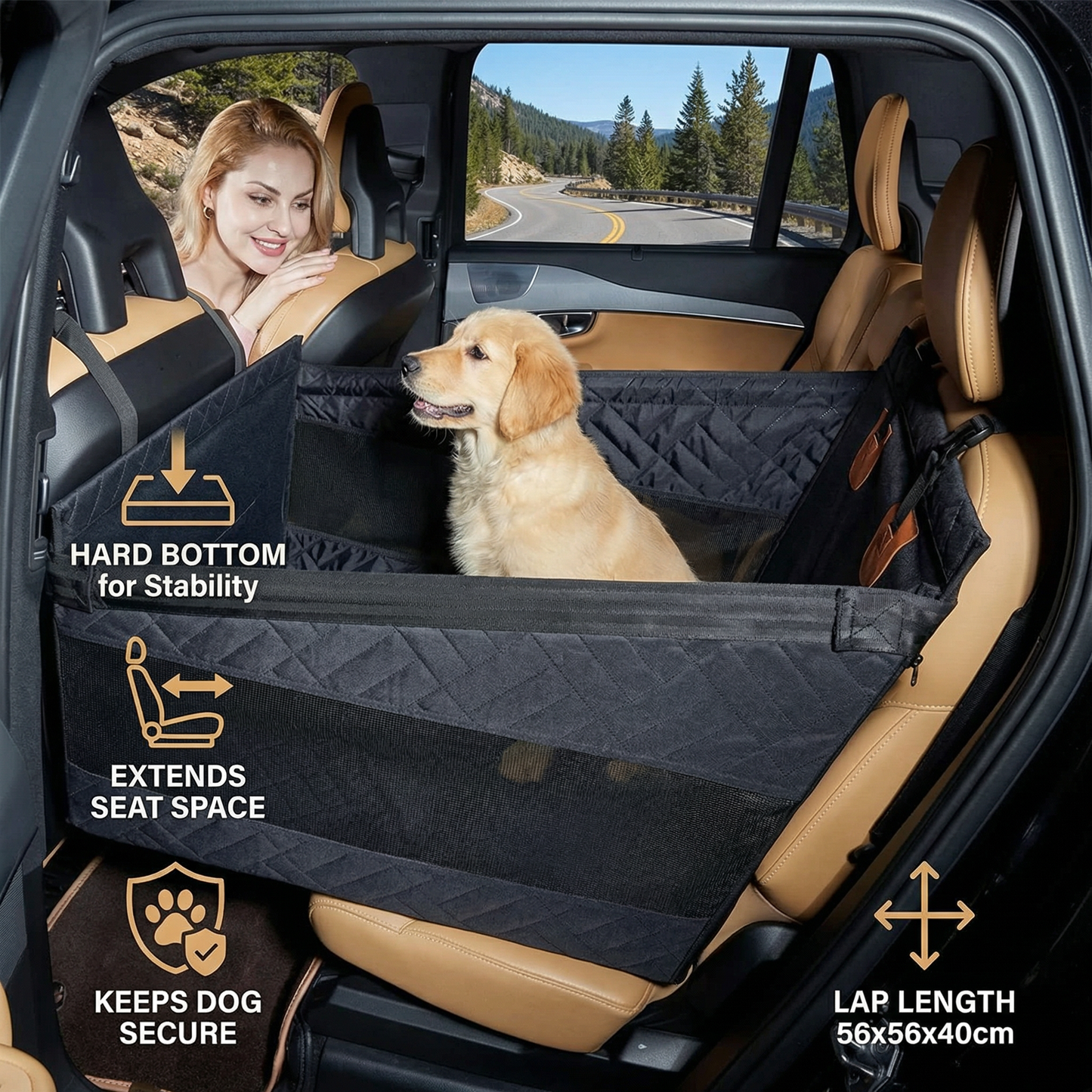 Hard Bottom Single Car Seat Extender for Dogs