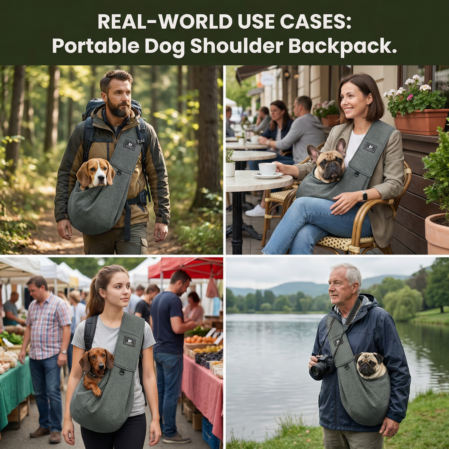 Portable Dog Shoulder Backpack – Breathable, Water-Resistant & Secure