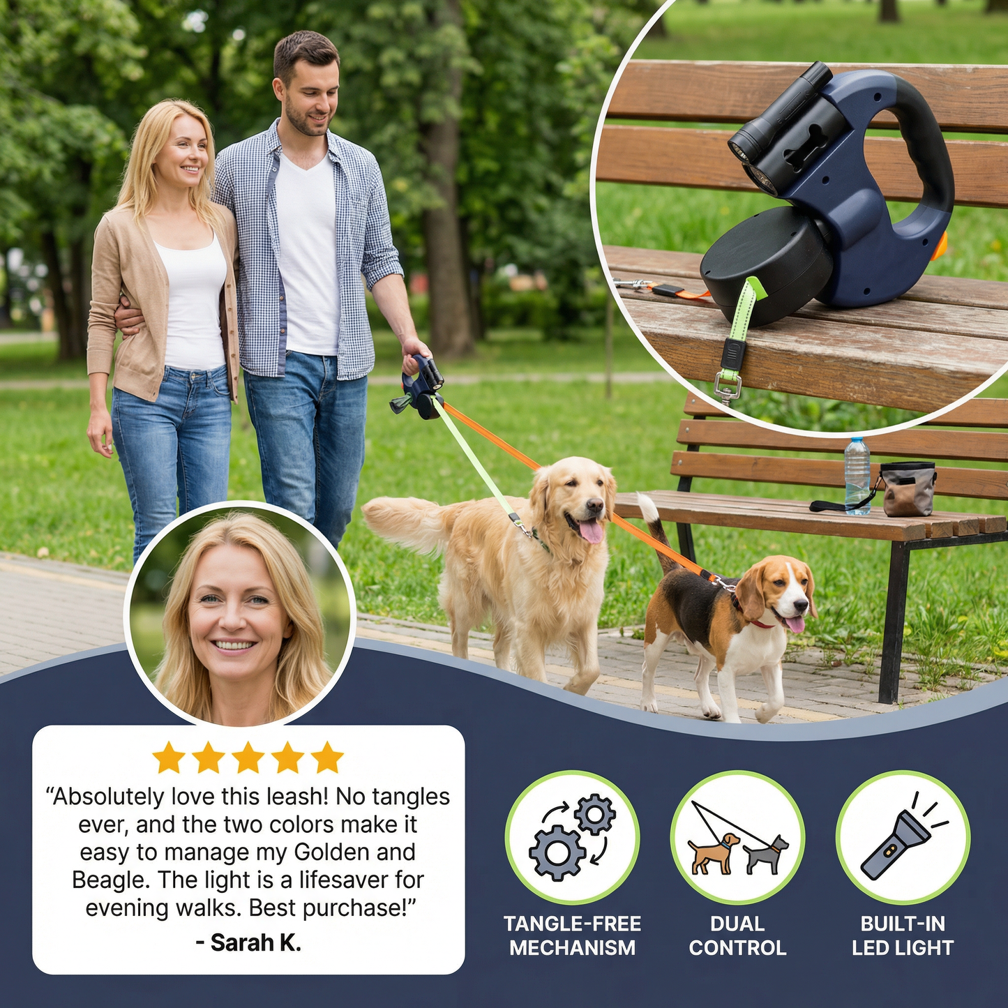 Tangle Free Dual Dog Leash