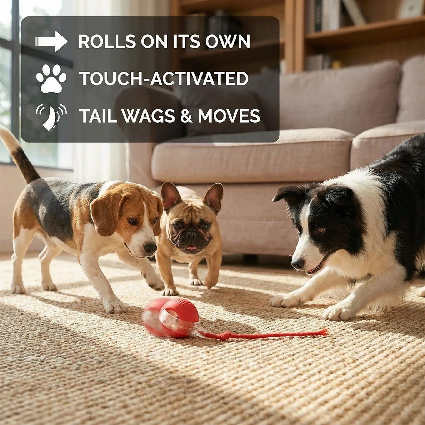 Active Rolling Ball with Tail for Dogs