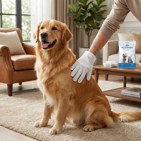 Glove cleaning wipes for pets