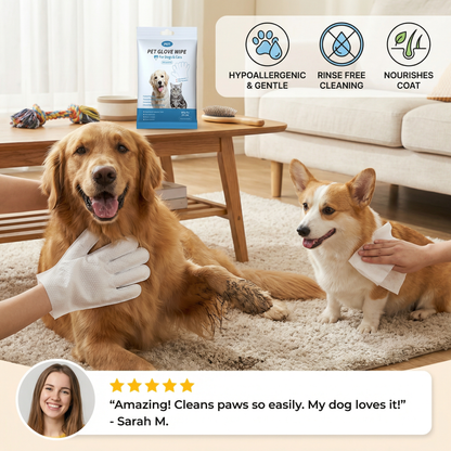 Glove cleaning wipes for pets