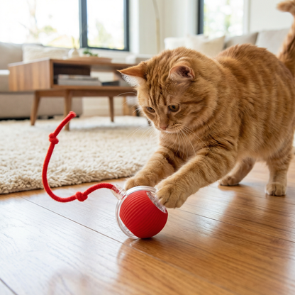 Active Rolling Ball with Tail for Cats