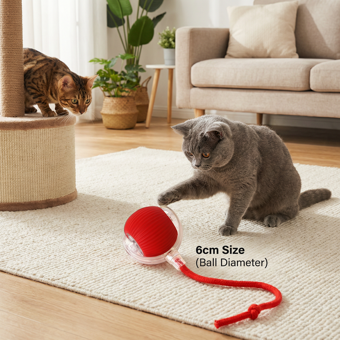 Active Rolling Ball with Tail for Cats