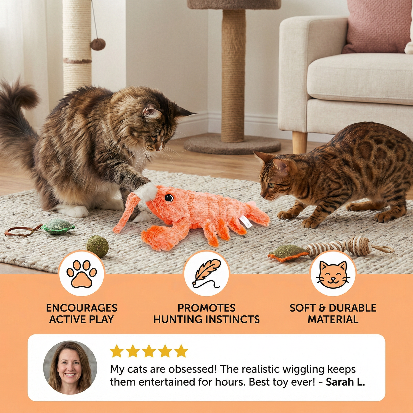 Wiggly Lobster - Interactive Cat Toy