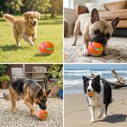 Robust and durable self-rolling dog toy ball