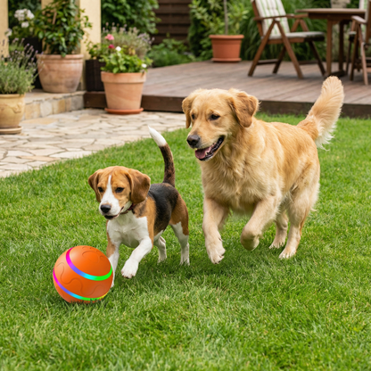 Robust and durable self-rolling dog toy ball