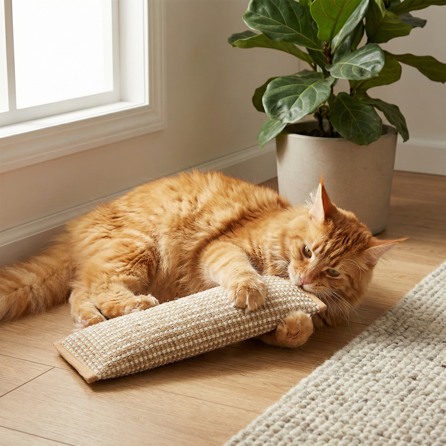 Natural catnip toy Scratching pad made from hemp rope for claw and dental care
