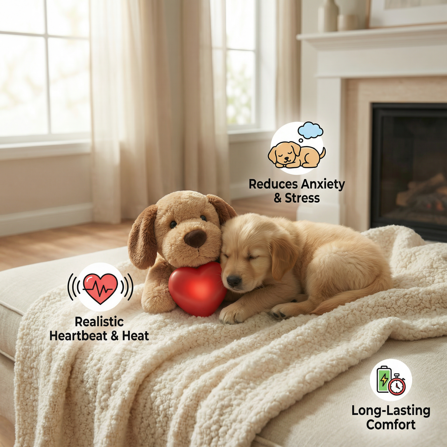 Calming Heartbeat Comfort Plush for Pets – Anxiety & Stress Relief