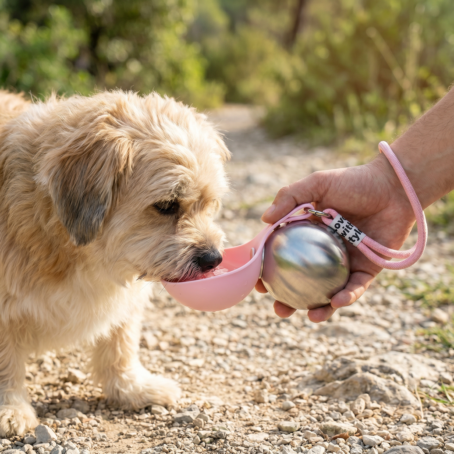 2-in-1 Dog Travel Water Bottle – Leakproof Stainless Steel Bottle with Silicone Bowl