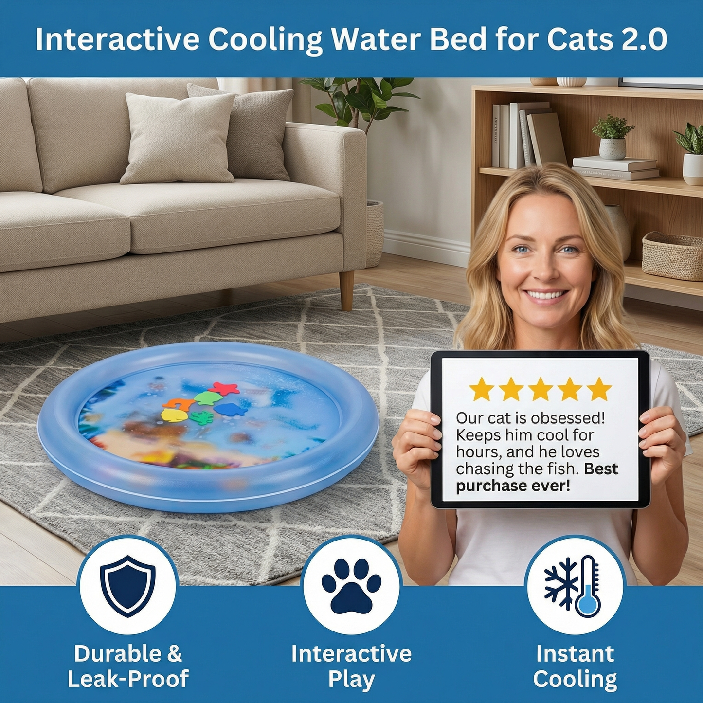 Interactive Cooling Water Bed for Cats 2.0
