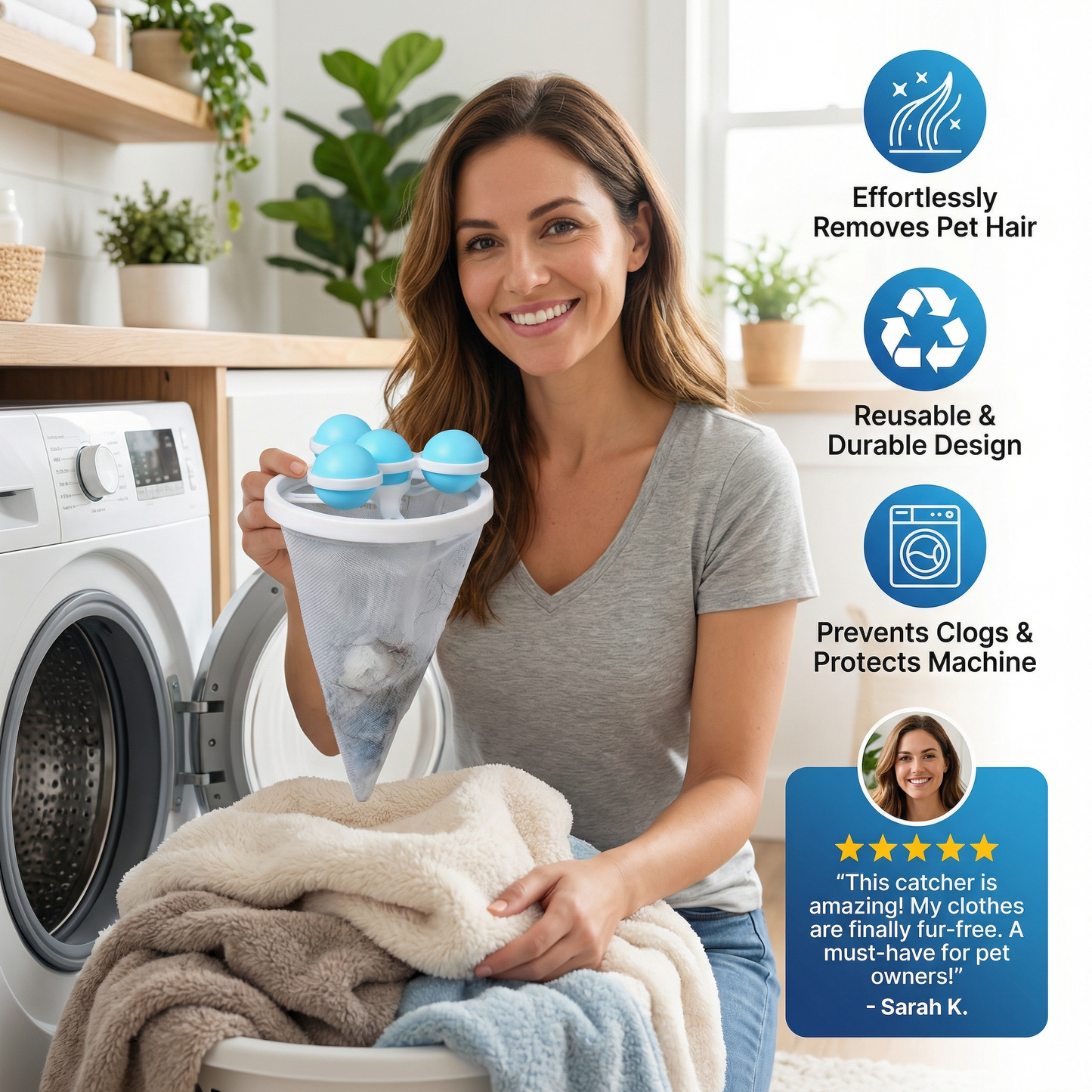 Pet Hair Laundry Filter for Washing Machines – Reusable Mesh Catcher