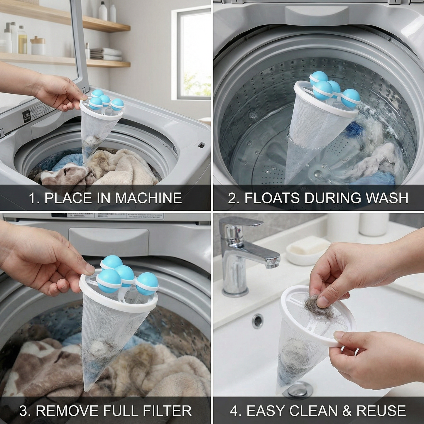 Pet Hair Laundry Filter for Washing Machines – Reusable Mesh Catcher