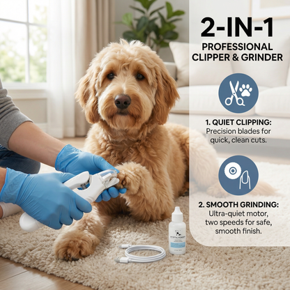2-in-1 Professional Dog Nail Clipper & Grinder – Ultra-Quiet & Rechargeable