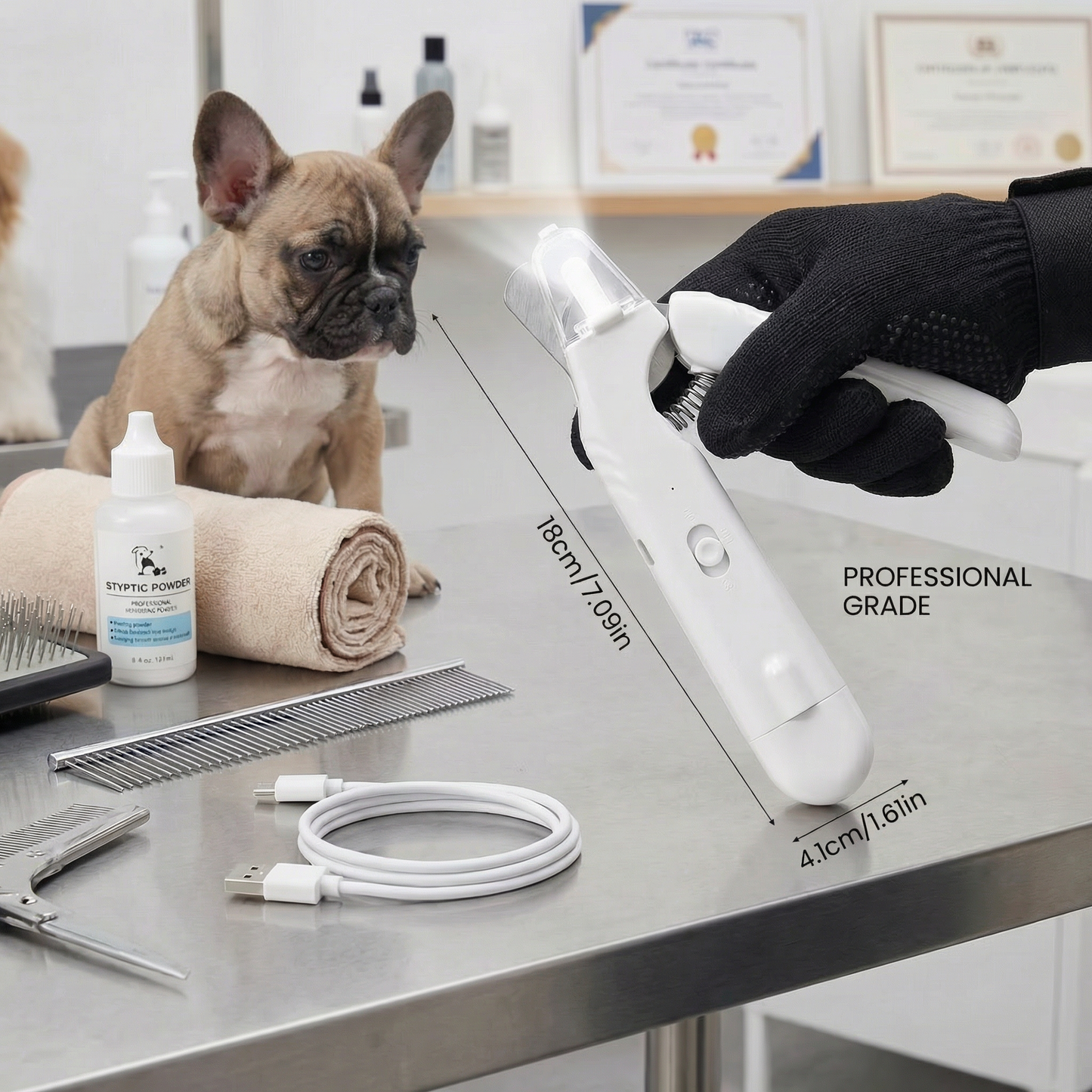 2-in-1 Professional Dog Nail Clipper & Grinder – Ultra-Quiet & Rechargeable