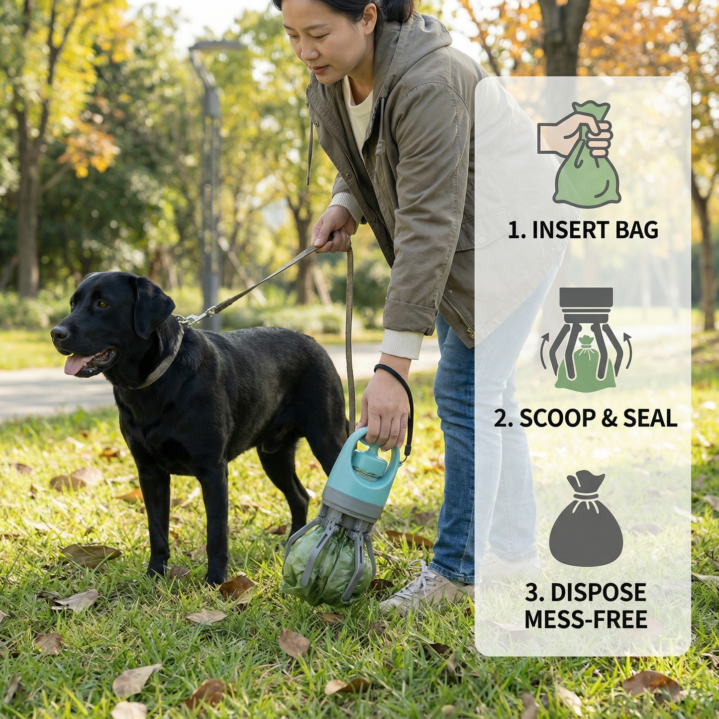 Dog Poop Scooper with Bags – Portable Outdoor Cleaning Set