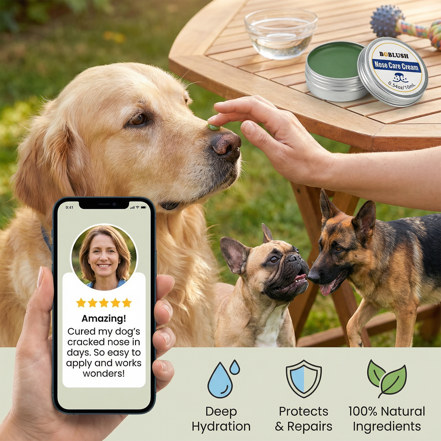 Care and protection cream for dog snouts