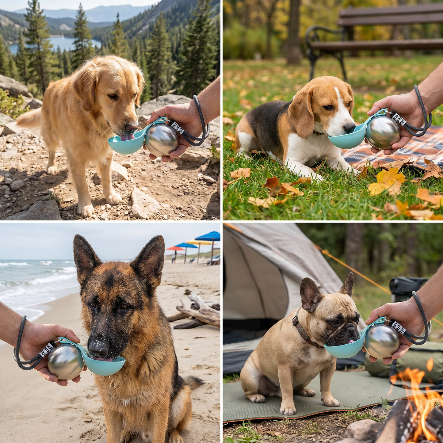2-in-1 Dog Travel Water Bottle – Leakproof Stainless Steel Bottle with Silicone Bowl