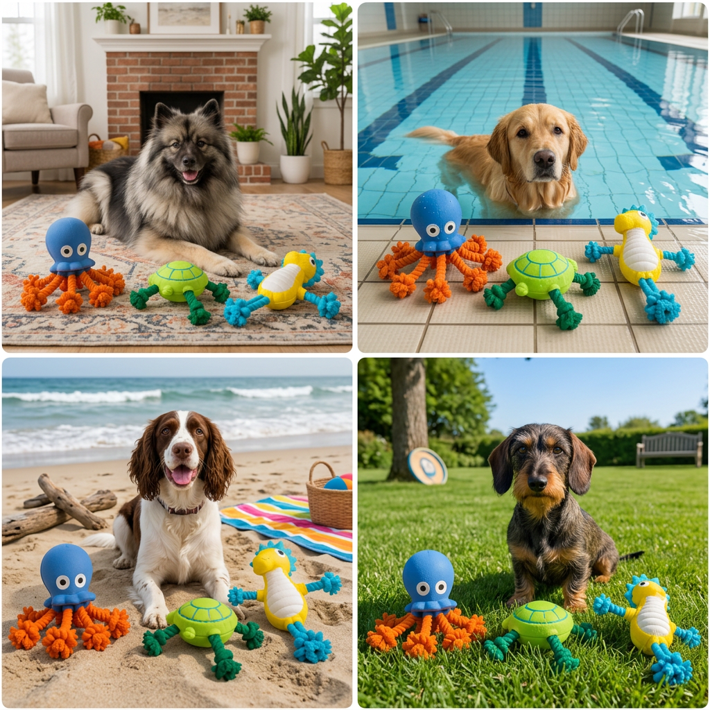Durable Floating Dental Latex & Rope Dog Toy