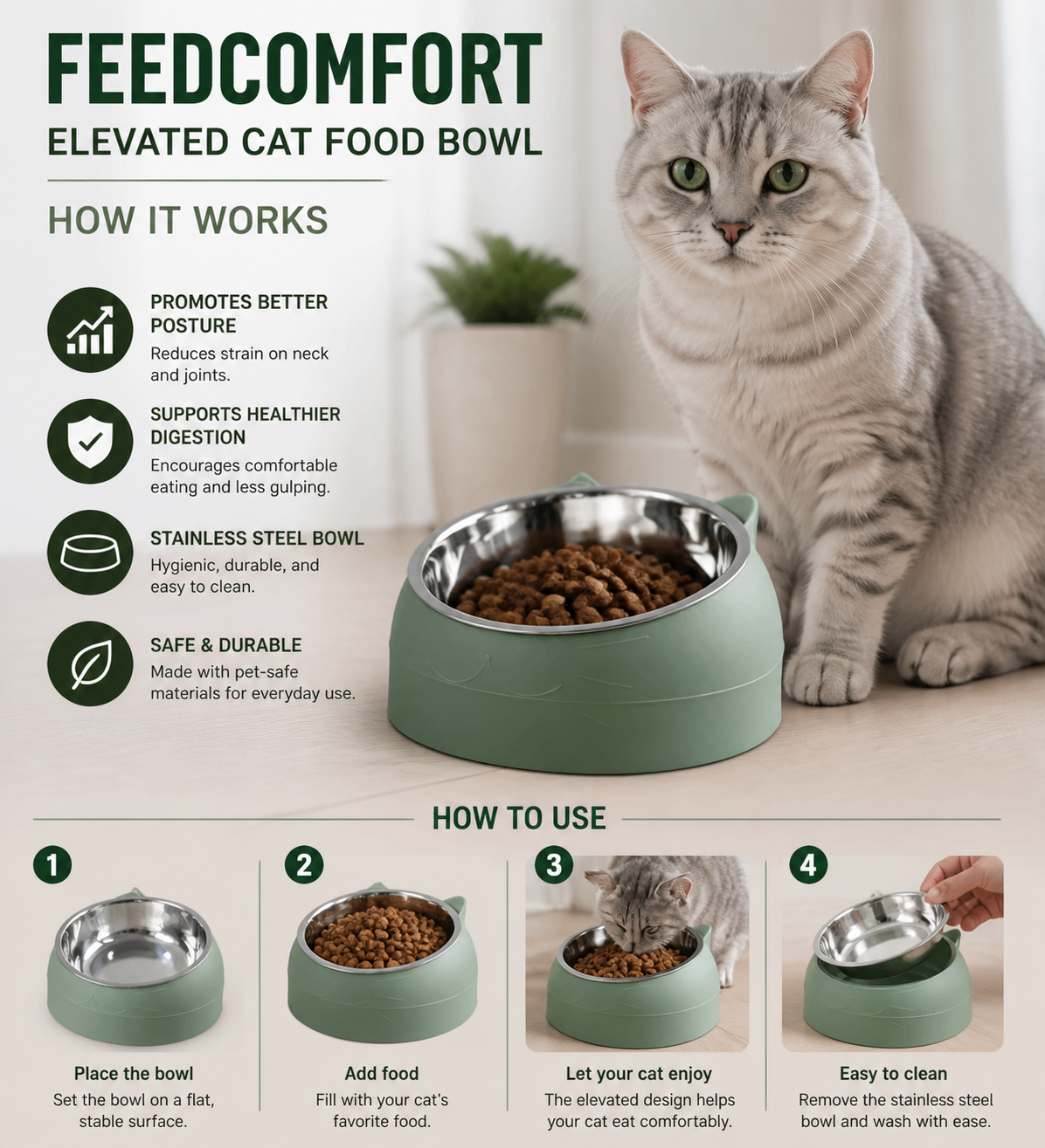 Elevated Cat Food Bowl – FeedComfort