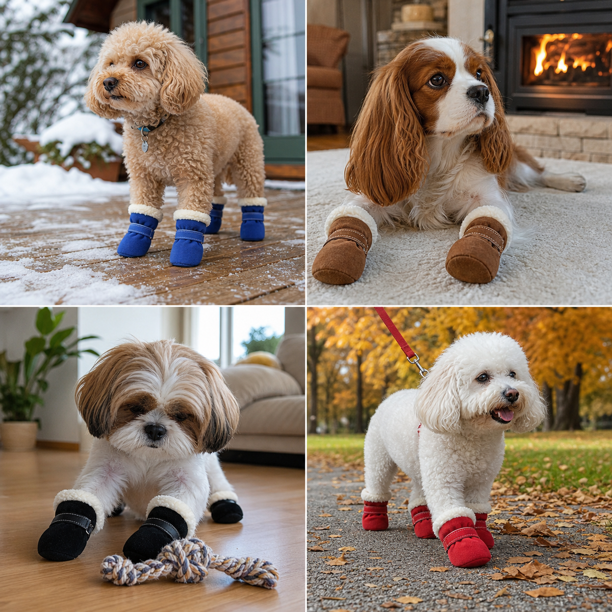 Soft Velvet Puppy Booties – Warm Non-Slip Paw Covers
