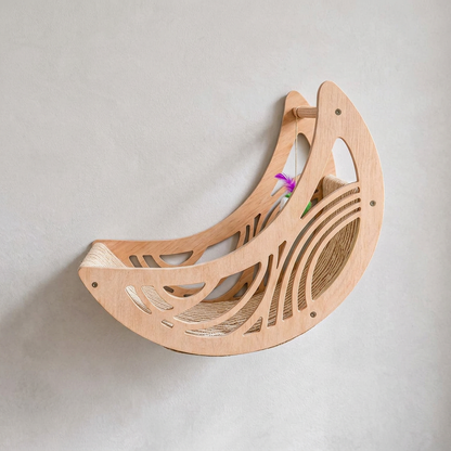 Modern Wooden Moon & Star Wall-Mounted Cat Climbing Shelves & Bed Set