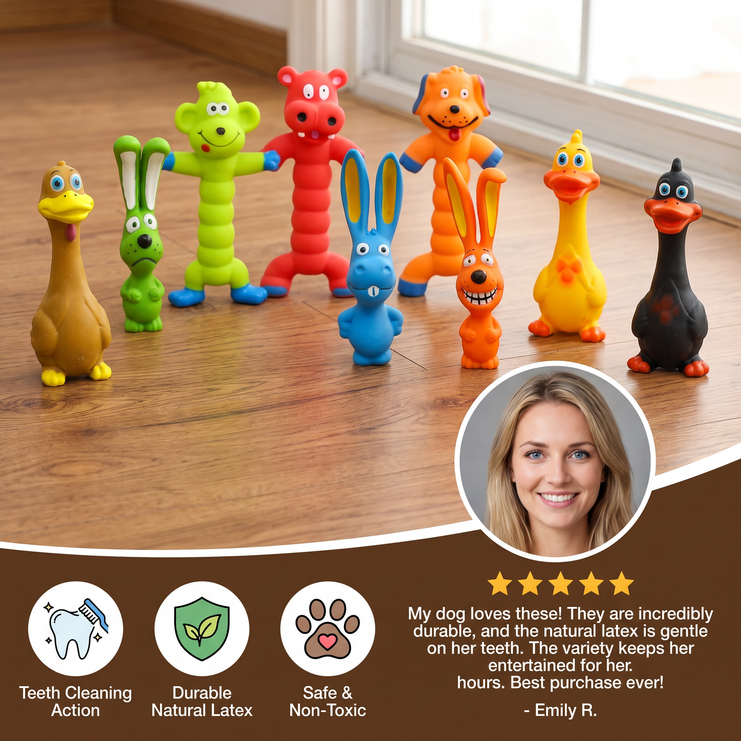 Durable Natural Latex Teeth Cleaning Dog Chew Toy